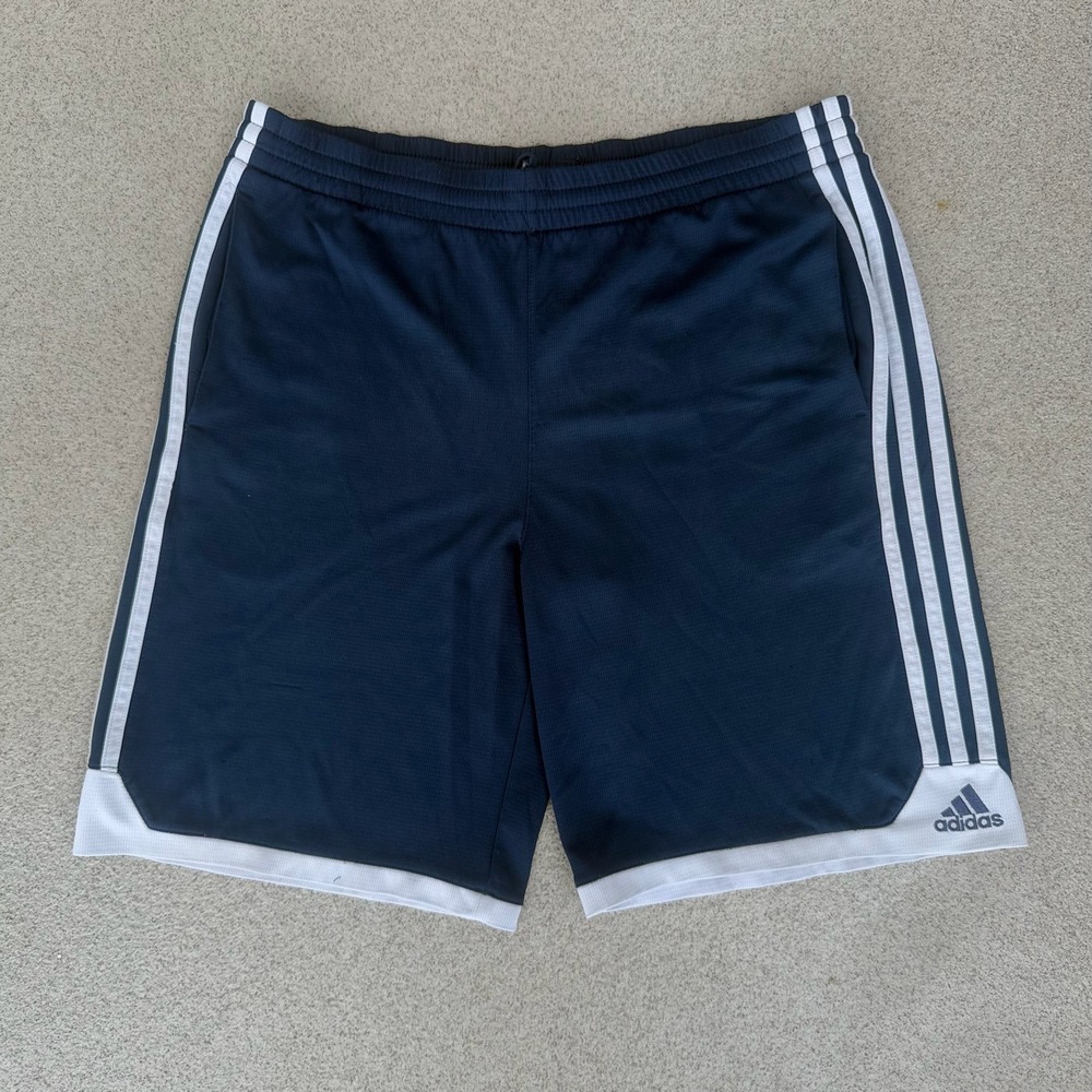 Adidas 3-Stripe Youth L 14/16 Shorts - Navy Blue Mesh Athleticwear
